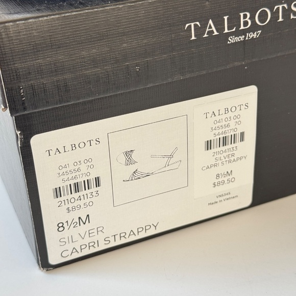 Talbots "Capri Strappy" Silver Leather Sandals - Size 8.5 Medium - New with Box - Picture 2 of 2